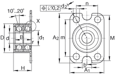 角接觸球軸承單元 ZKLR0624-2Z, 雙向，螺釘安裝，兩側(cè)間隙密封