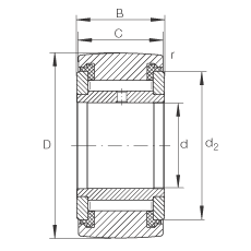 支撐型滾輪 NATV25-PP, 滿裝滾針，軸向引導(dǎo)，兩側(cè)用推力滑動(dòng)墊圈