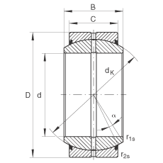 關(guān)節(jié)軸承 GE260-DO-2RS, 根據(jù) DIN ISO 12 240-1 標(biāo)準(zhǔn), 需維護(hù)，兩側(cè)唇密封