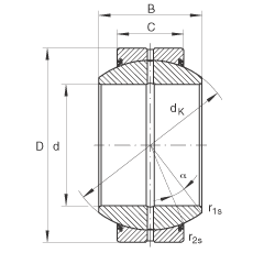 關節軸承 GE20-FO-2RS, 根據 DIN ISO 12 240-1 標準, 需維護，兩側唇密封