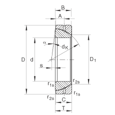 角接觸關節軸承 GE150-SX, 根據 DIN ISO 12 240-2 標準，需維護