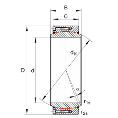 大的關(guān)節(jié)軸承 GE420-DW-2RS2, 根據(jù) DIN ISO 12 240-1 標(biāo)準(zhǔn), 免維護(hù)，兩側(cè)密封