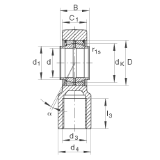 液壓桿端軸承 GIHNRK110-LO, 根據(jù) DIN ISO 12 240-4 標(biāo)準(zhǔn)，帶右旋螺紋夾緊裝置，需維護(hù)