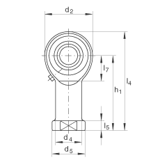 桿端軸承 GIKR10-PB, 根據(jù) DIN ISO 12 240-4 標(biāo)準(zhǔn)，帶右旋內(nèi)螺紋，需維護(hù)