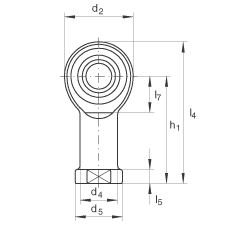 桿端軸承 GIKR14-PW, 根據 DIN ISO 12 240-4 標準，帶右旋內螺紋，需維護