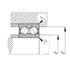角接觸球軸承 3000-B-TVH, 雙列，接觸角 α = 25°