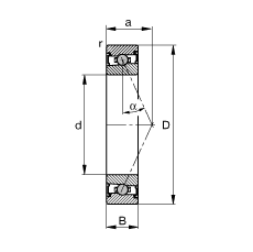 主軸軸承 HCS7024-E-T-P4S, 調(diào)節(jié)，成對或單元安裝，接觸角 α = 25°，兩側(cè)唇密封，非接觸，限制公差