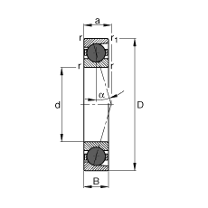 主軸軸承 HCB7024-C-T-P4S, 調節，成對或單元安裝，接觸角 α = 15°，陶瓷球，限制公差