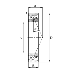主軸軸承 HS7016-E-T-P4S, 調節，成對或單元安裝，接觸角 α = 25°，限制公差