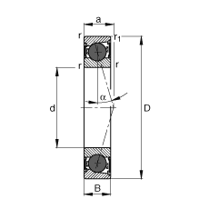 主軸軸承 HCB7202-C-2RSD-T-P4S, 調節，成對或單元安裝，接觸角 α = 15°，陶瓷球，兩側唇密封，非接觸，限制公差