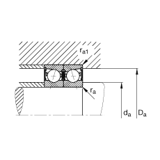 主軸軸承 B7007-E-2RSD-T-P4S, 調節，成對安裝，接觸角 α = 25°，兩側唇密封，非接觸，限制公差