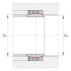 大的關(guān)節(jié)軸承 GE420-DW-2RS2, 根據(jù) DIN ISO 12 240-1 標(biāo)準(zhǔn), 免維護(hù)，兩側(cè)密封